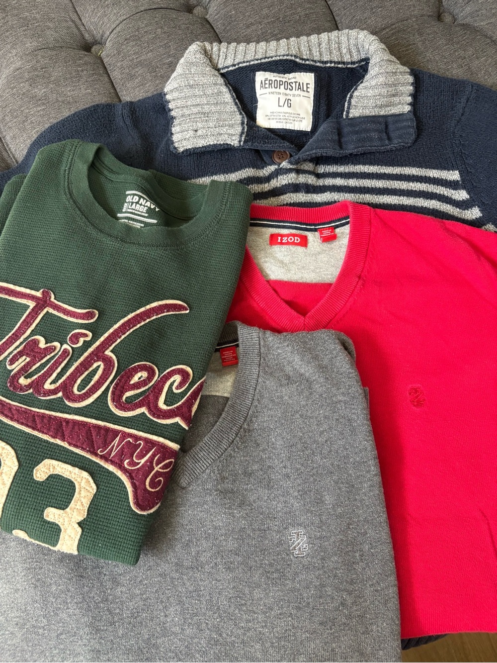 MENS BUNDLE OF SOFT SWEATER/Waffle knit long sleeved 3 Brands ALL SZ-LARGE
